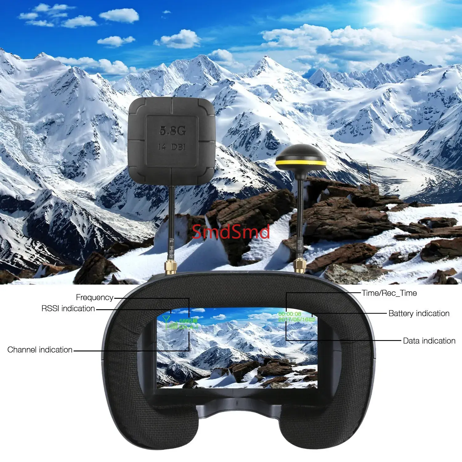 نظارة 008D PRO FPV، جهاز استقب - مراجعة Fpv Drone Goggles وسعره